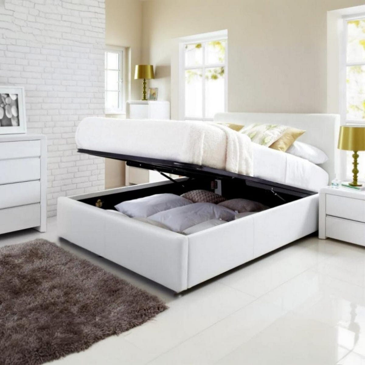 Single bed, plywood velvet, 120×120×200 cm - white