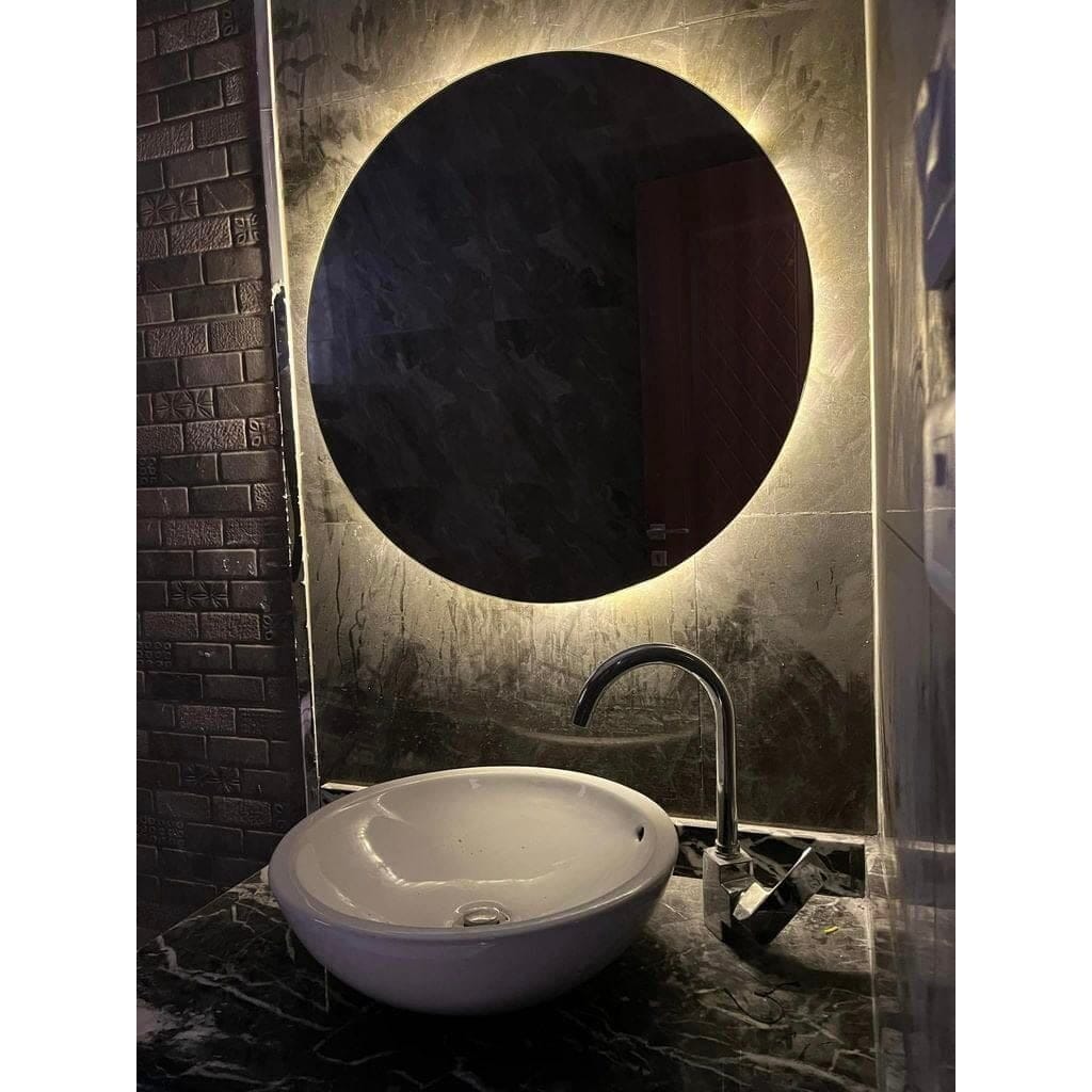 مرايا دائرية ليد زجاج شفاف - 60×60 سم