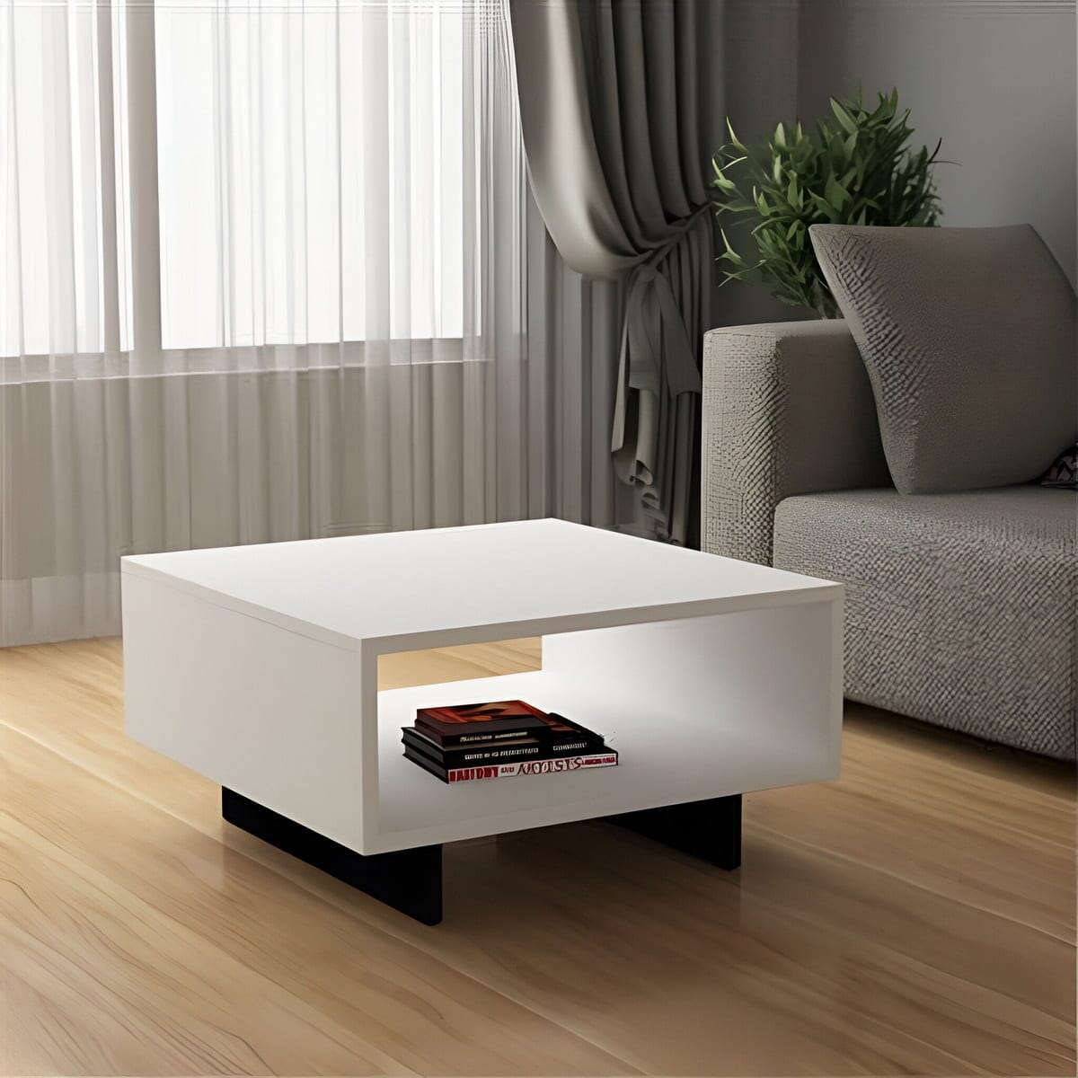 ترابيزة قهوة إم دي إف أسود - 60×60×45 سم
