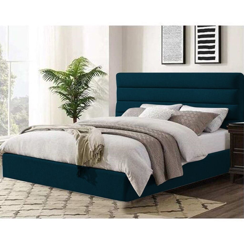 King size MDF bed 195x160x120 cm - Navy blue