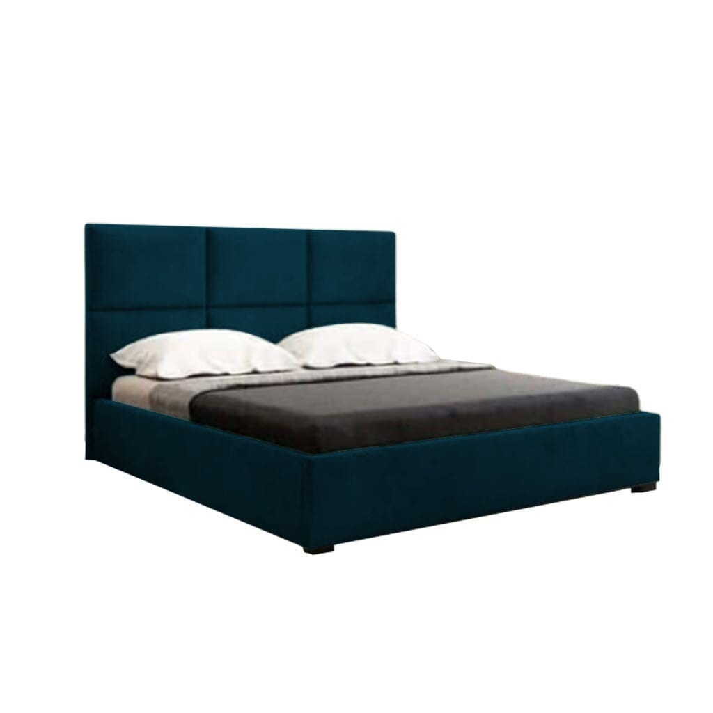King size MDF bed 160x195x120 cm - Navy blue