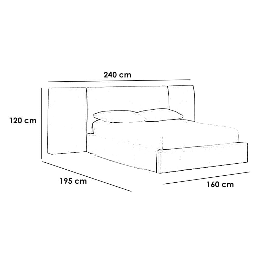 King size MDF bed 160x195x120 cm - Navy blue