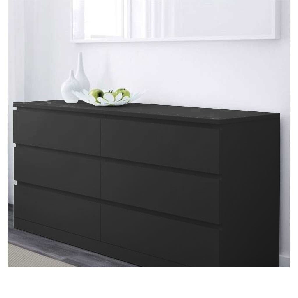 وحدة أدراج (MDF) بـ 6 أدراج - أسود - 40×75×140 سم