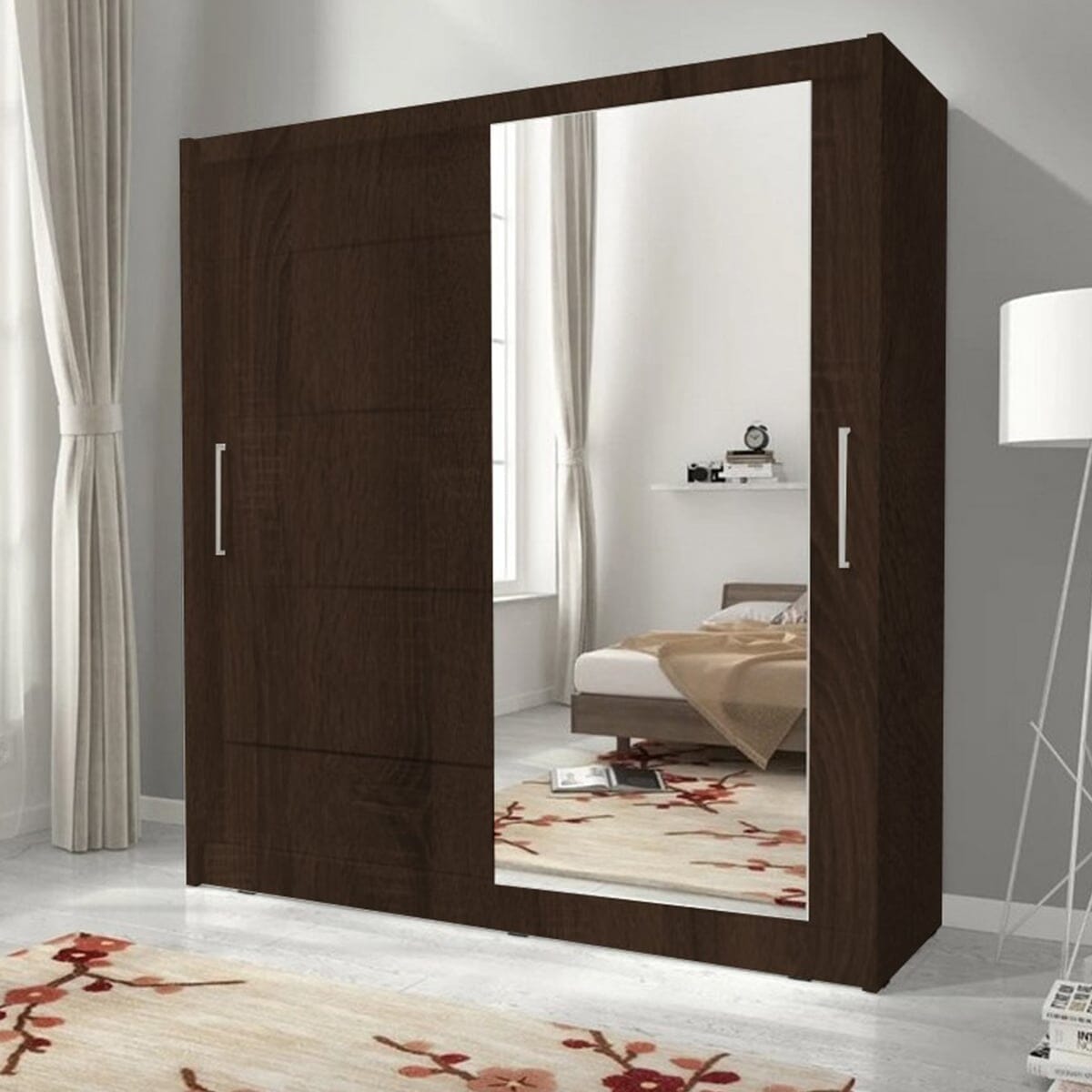 دولاب ام دي اف ضلفتين بني - 220×120×50 سم