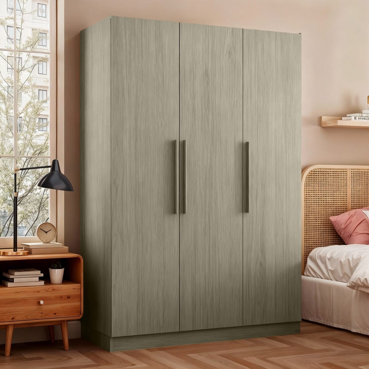 دولاب ام دي اف ضلفتين ابيض - 200 × 150 × 45 سم