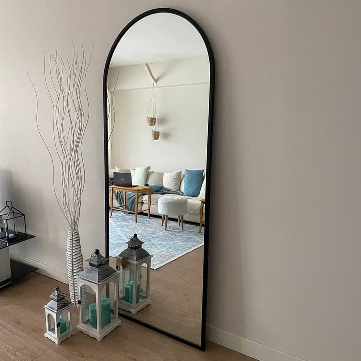 مرايا زجاج و ام دى اف أسود - 60×170×2 سم