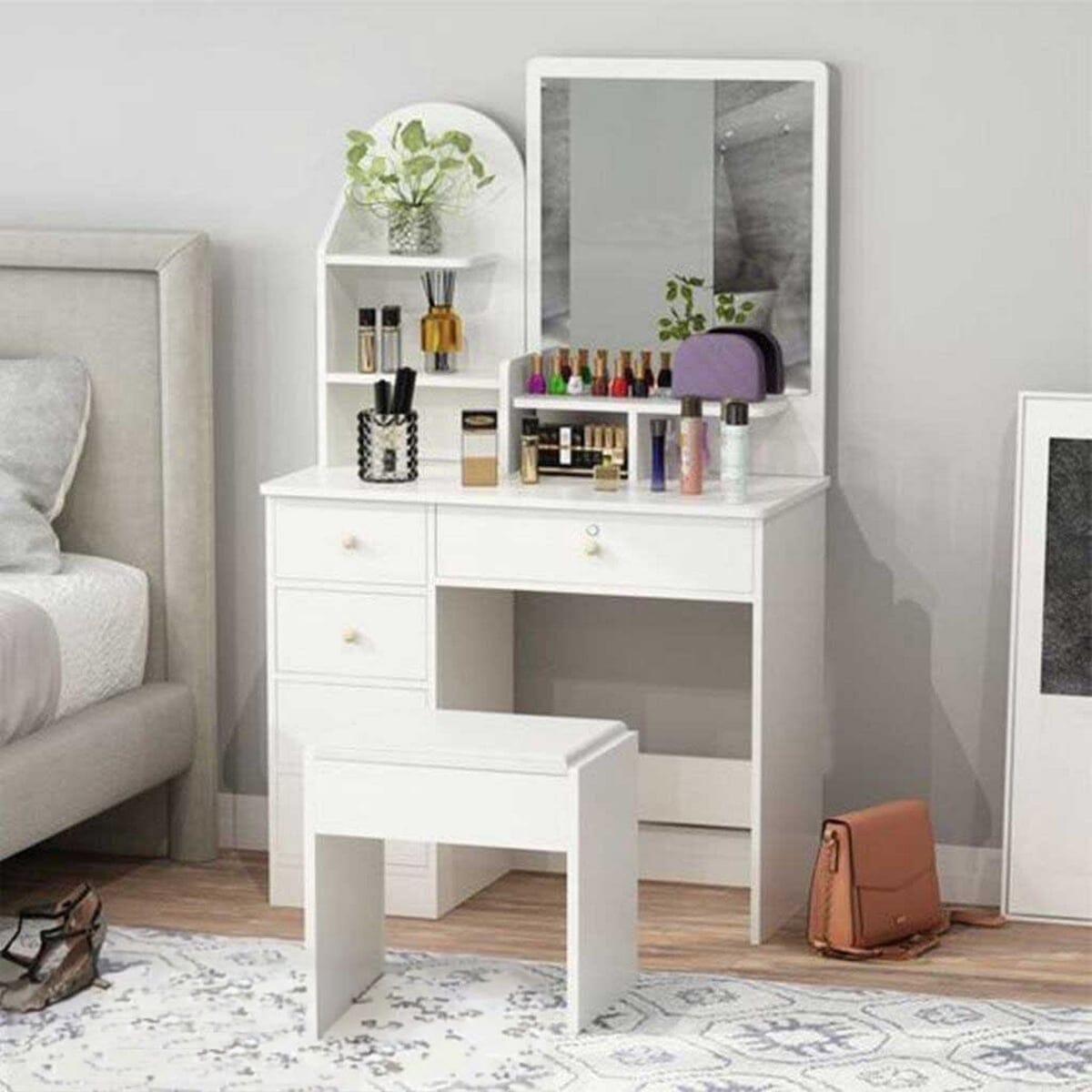 تسريحة مع كرسي 180x40x100x39 سم - أبيض - RFUF.1