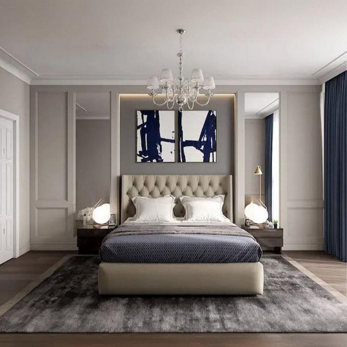 سرير كينج خشب ام دي اف 160x200x120 سم - بيج
