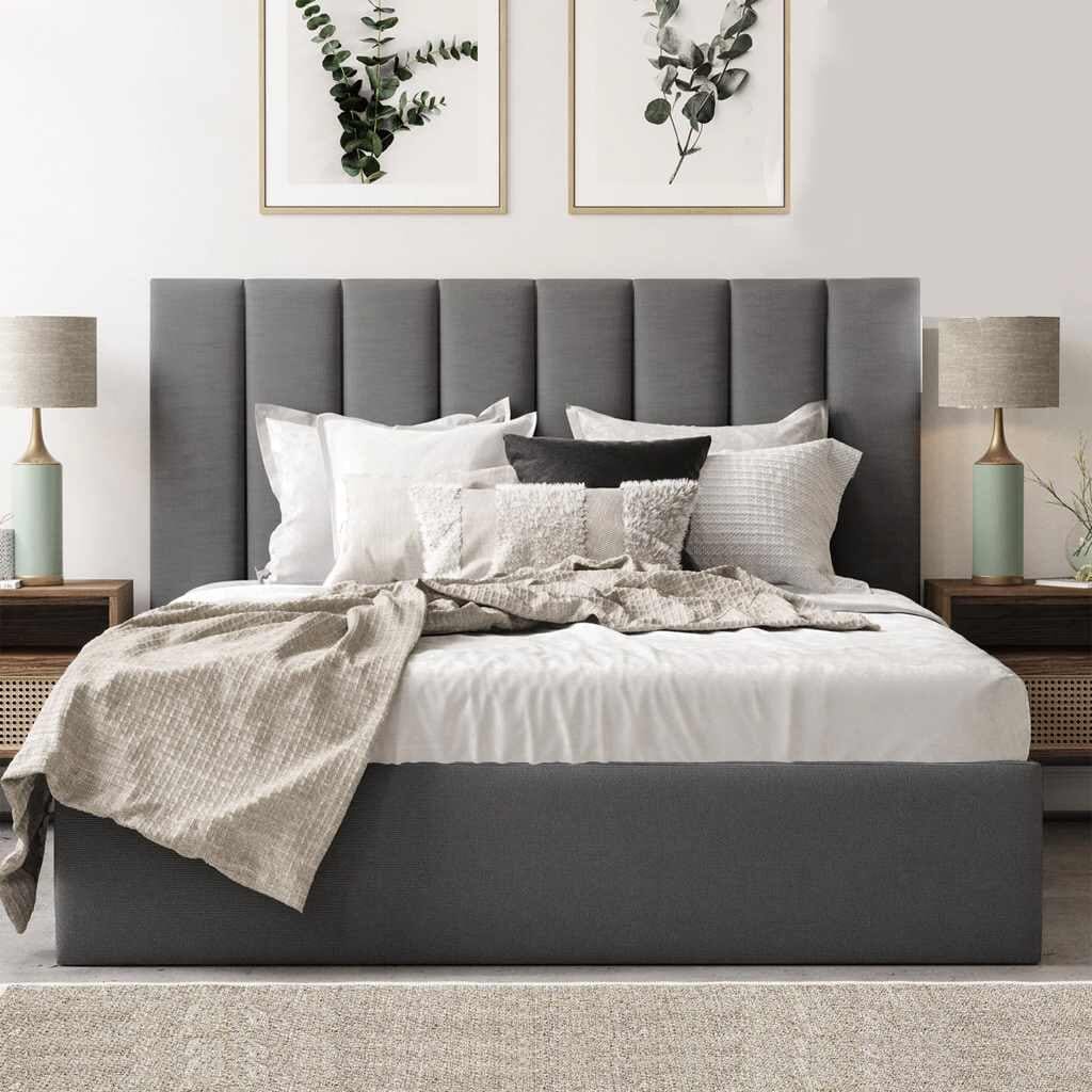 سرير كينج خشب ام دي اف 160x200x120 سم - رمادي