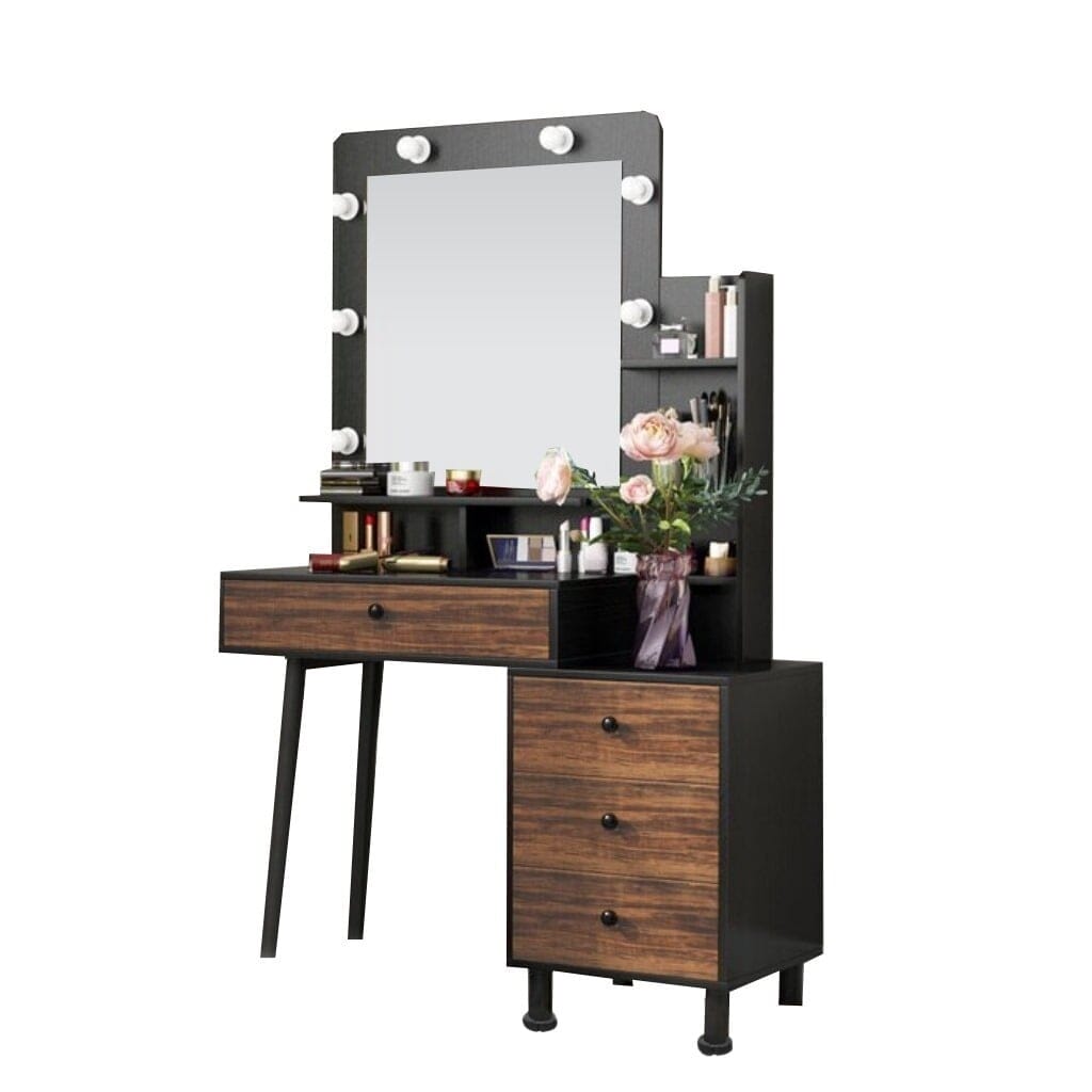 تسريحة خشب ام دي اف بني و أسود - 180 × 120 × 40 سم