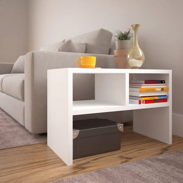 White MDF wood side table - 40x60x30 cm