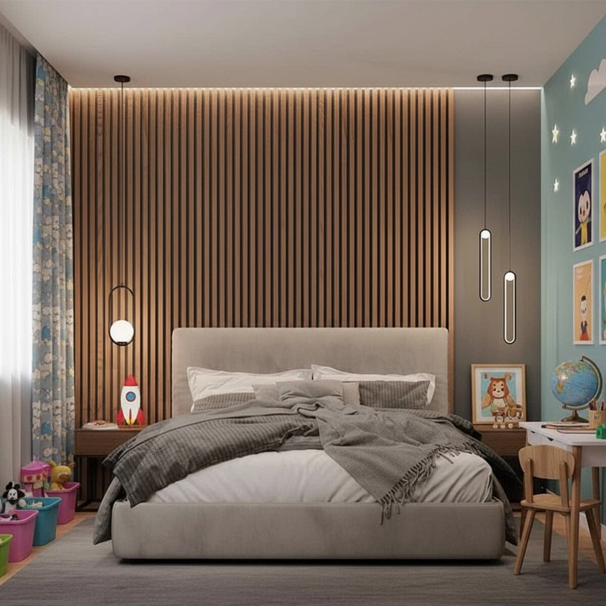 سرير فردي خشب ام دي اف 100x200x120 سم - بيج