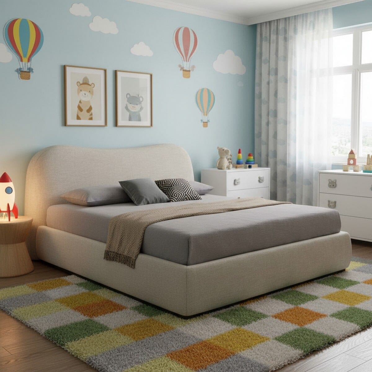 MDF Single Bed 120x200x120 cm - Beige