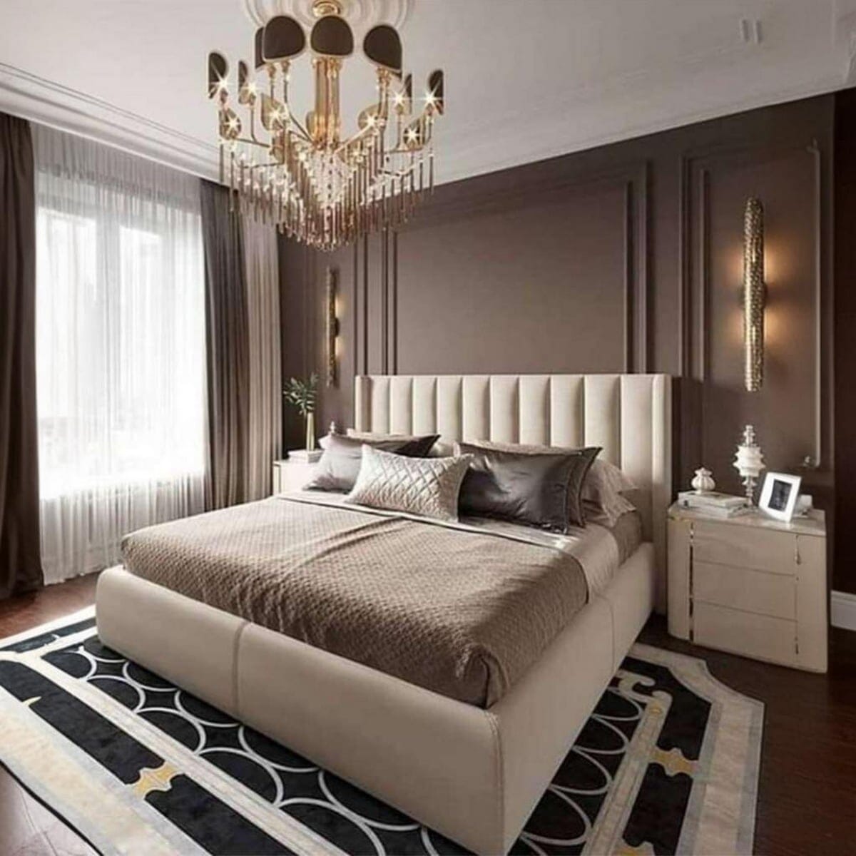 سرير سوبر كينج خشب ام دي اف 180x200x120 سم - بيج