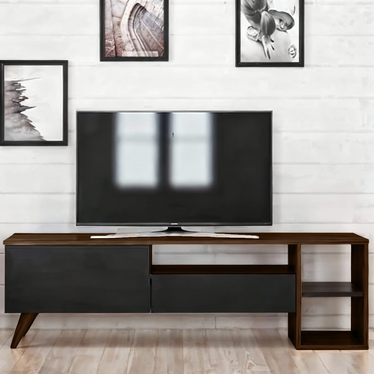 وحدة تلفزيون خشب ام دي اف بني - 150×30×45 سم