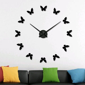 ساعة حائط خشب ام دي اف أسود