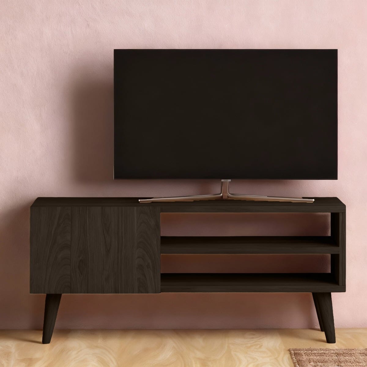 وحدة تلفزيون ميلامين و ام دى اف اسبانى خشب بني غامق - 90 × 30 × 40 سم