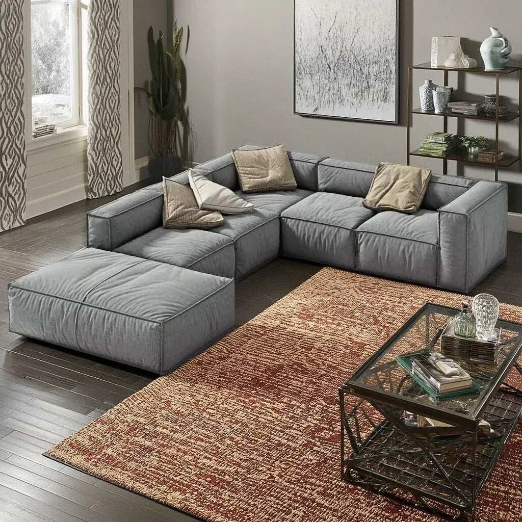 ركنة خشب زان، 250×230×75 سم - رمادي