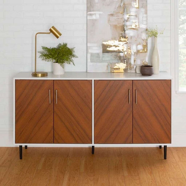 White and brown plywood buffet - 80x120x35 cm