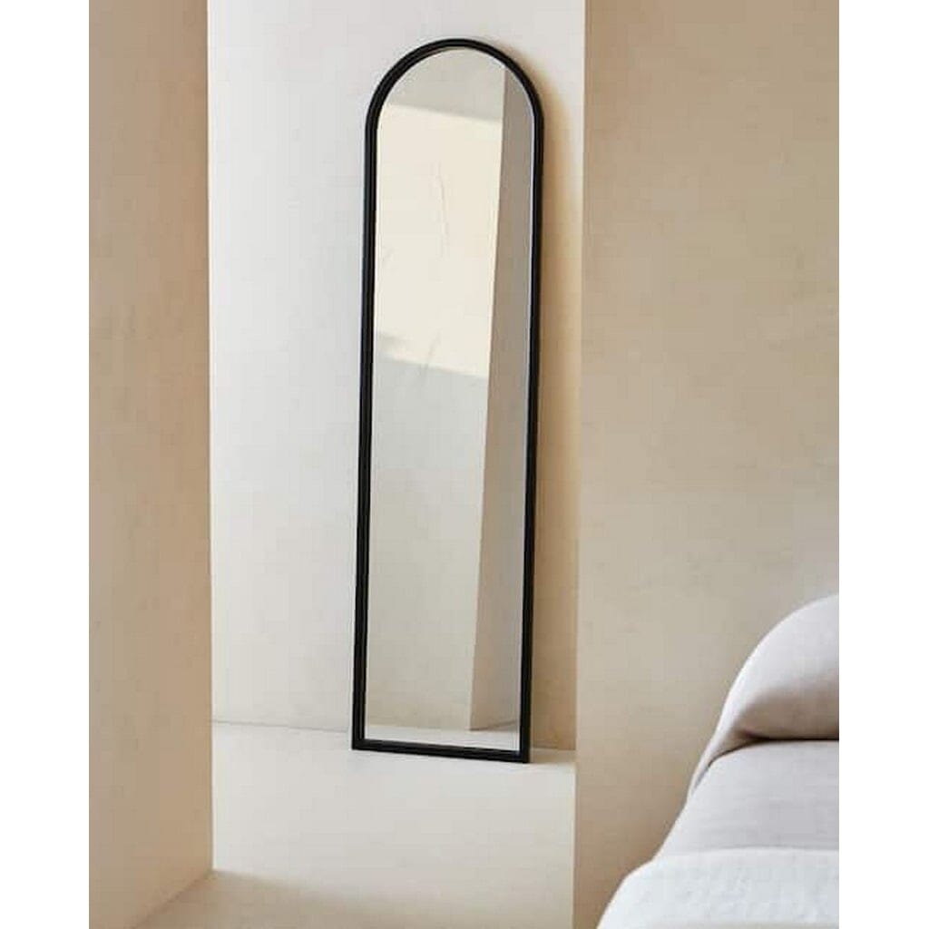 مرايا زجاج و خشب ام دي اف أسود - 155×40×2 سم
