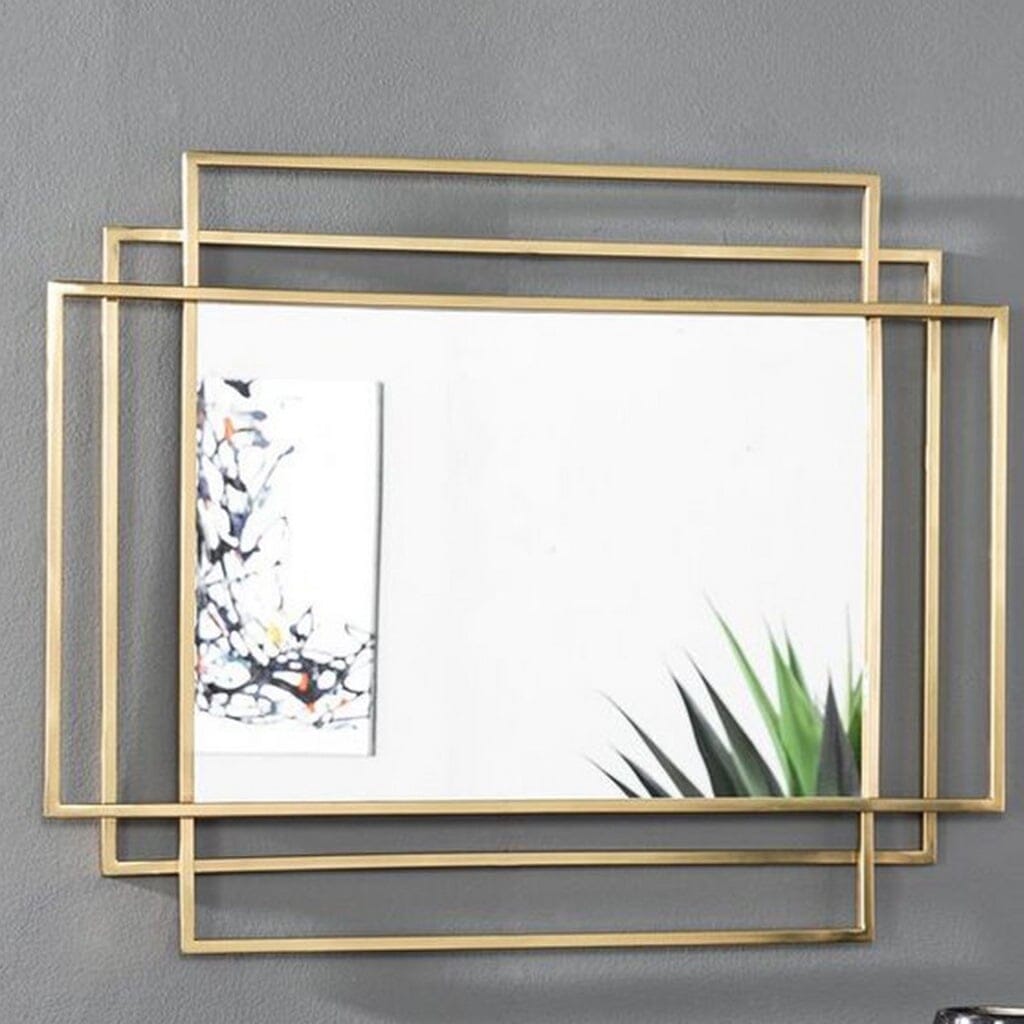 مرايا زجاج و خشب ام دي اف ذهبي - 80×70×2 سم