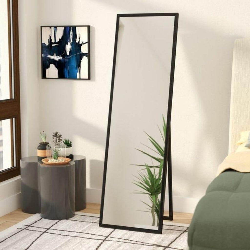 مرايا باستاند زجاج و خشب ام دي اف أسود - 60×170 سم