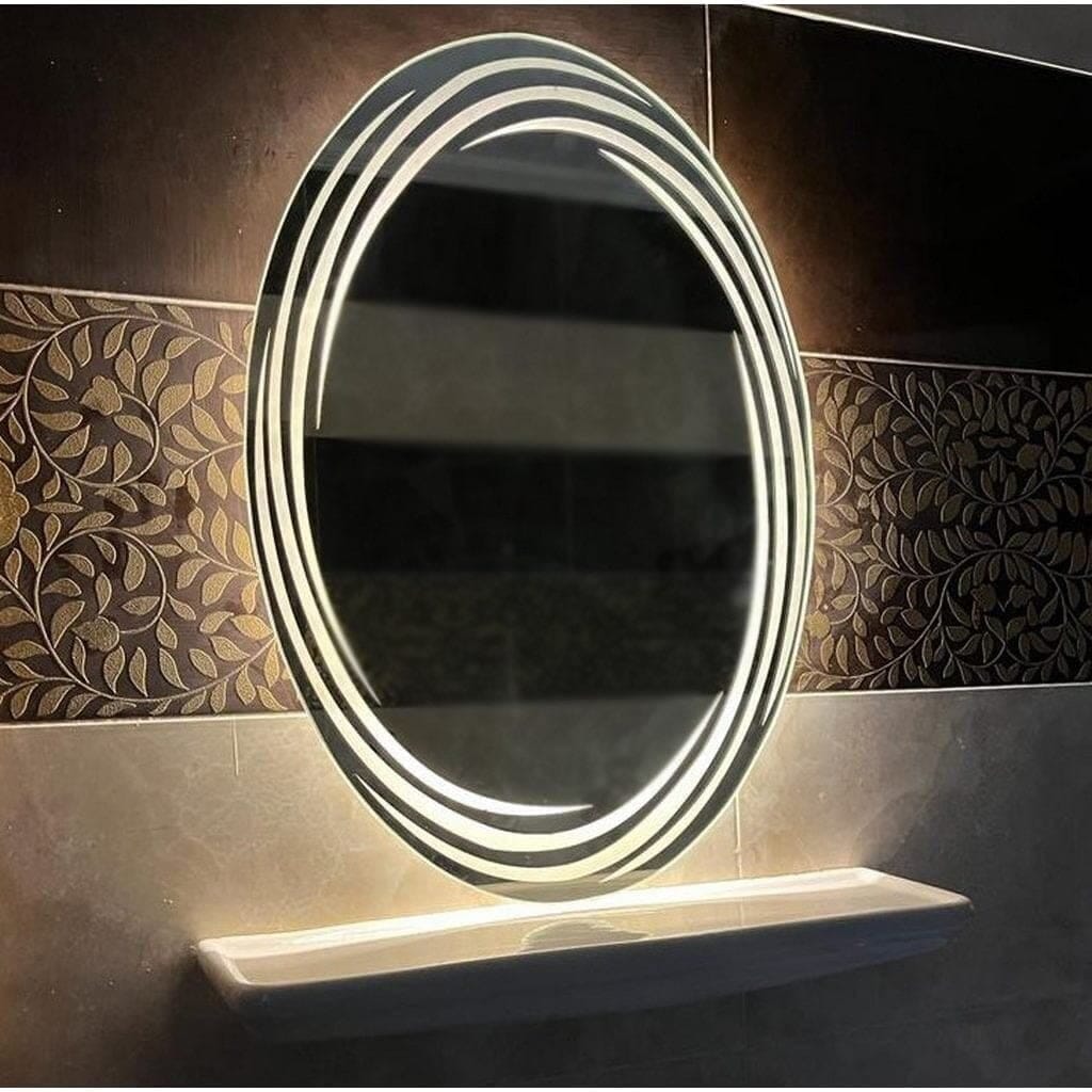 مرايا حمام ليد باضائة ورم زجاج شفاف - 50×70 سم