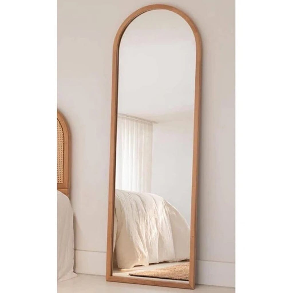 مرايا بإطار خشب ام دى اف و زجاج بيج - 165×55×2 سم