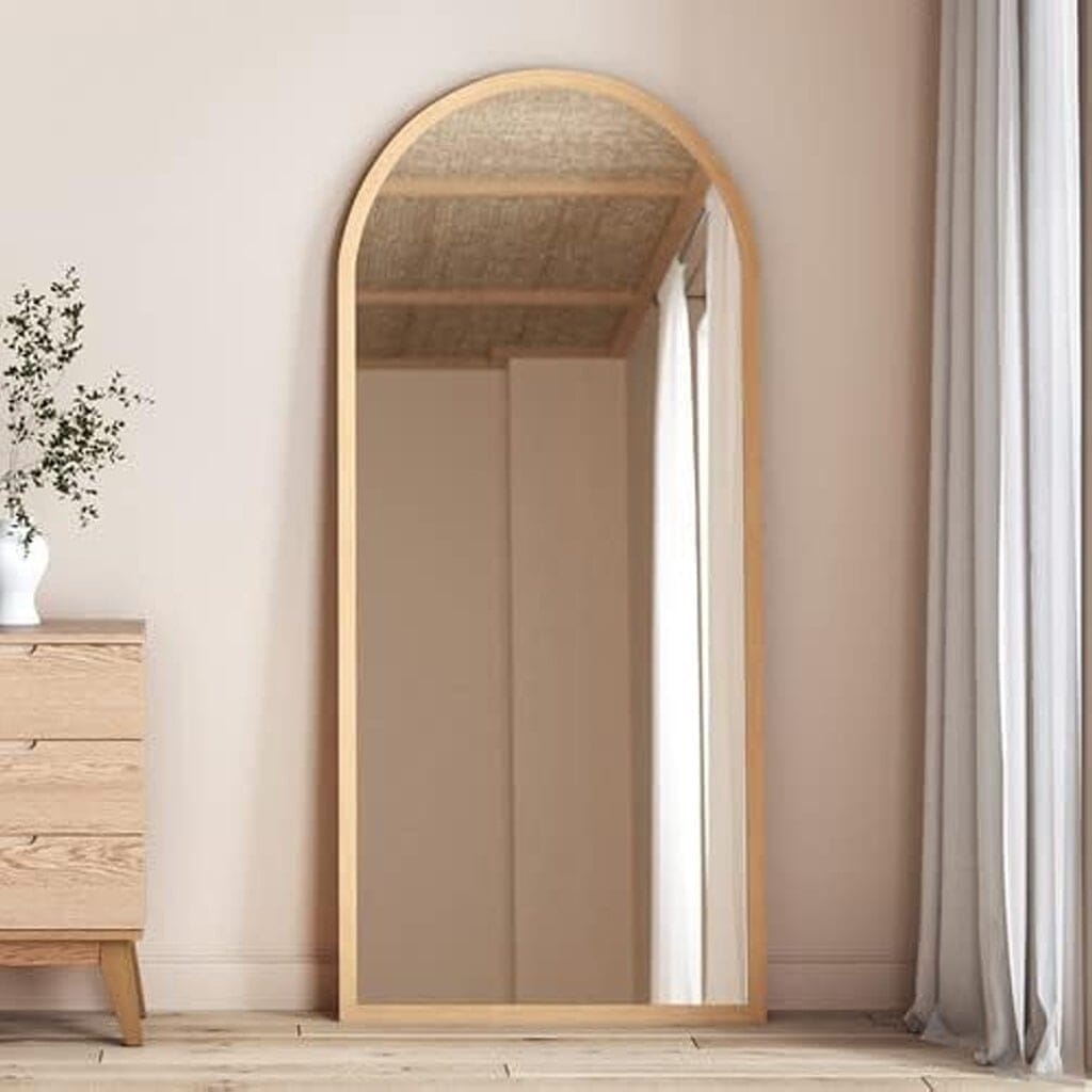مرايا بإطار خشب ام دى اف و زجاج بيج - 165×55×2 سم
