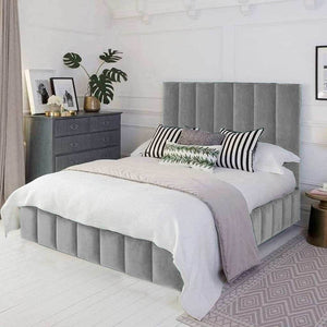 سرير خشب ام دي اف و قماش قطيفة