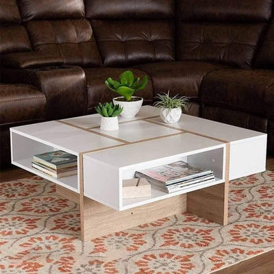White MDF coffee table - 80x80x50 cm