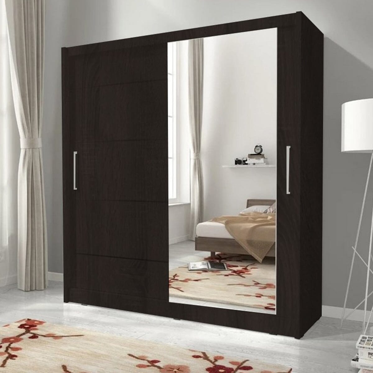 دولاب ام دي اف ضلفتين بني غامق - 220×120×50 سم