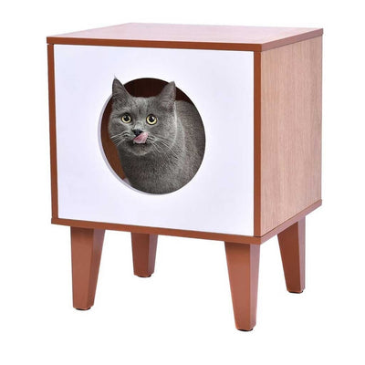 MDF Wood Pet House - 51x51x33 cm - Brown and White