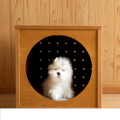 Brown MDF wood pet house - 45x48x48 cm