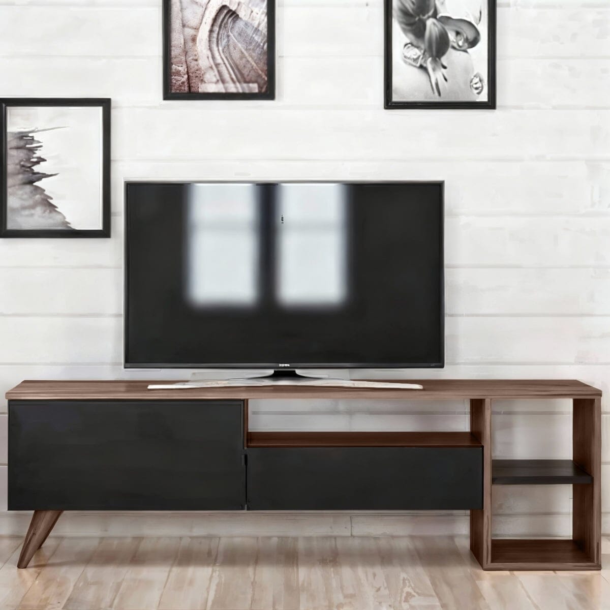 وحدة تلفزيون خشب ام دي اف بني فاتح - 150×30×45 سم