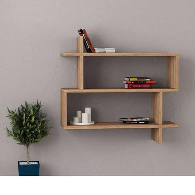 Brown MDF wood wall shelves - 22x66x70 cm
