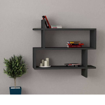 Grey MDF wood wall shelves - 22x66x70 cm
