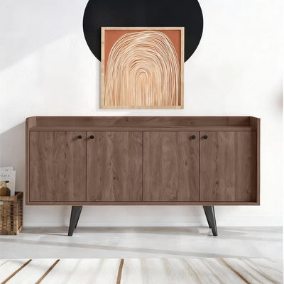 Light brown Spanish MDF and melamine wood sideboard - 150 × 40 × 75 cm