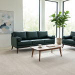 طقم انتريه خشب زان وجلد فينيسيا، قطعتين - زيتونى