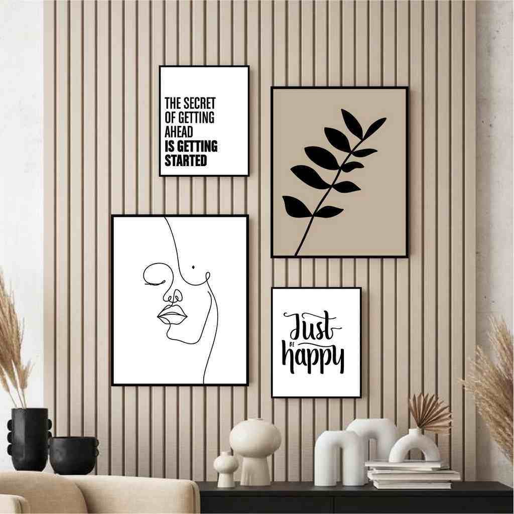 طقم تابلوهات 4 قطع خشب ام دى اف أسبانى - متعدد الألوان