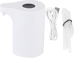 مضخة زجاجة مياة بمنفذ شحن USB سهلة الحمل للزجاجات - ابيض