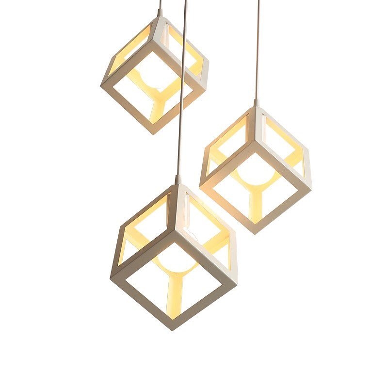 Metal Pendant Light, 3 Bulb, 20×20 Cm - White