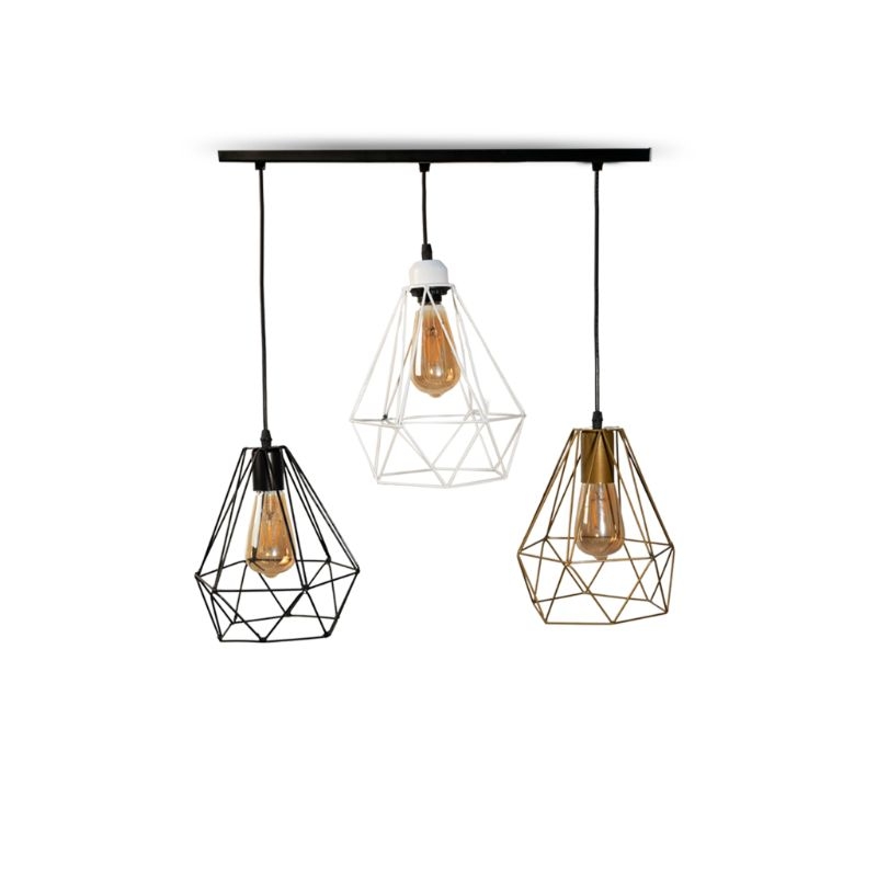 نجفة معدن، 3 لمبة، 100×55 سم - متعدد الالوان