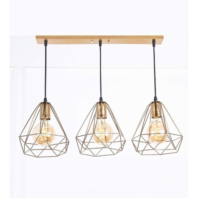 نجفة معدن، 3 لمبة، 100×55 سم - ذهبى