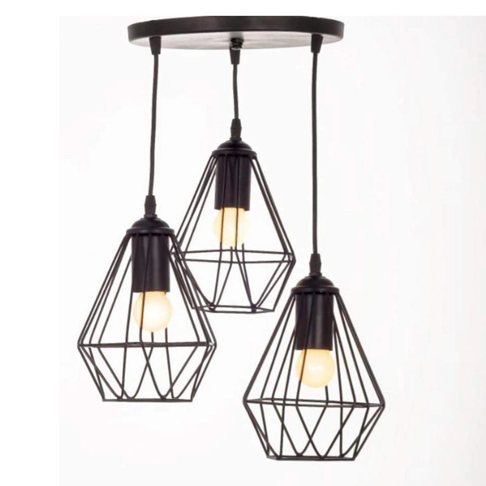 دلاية اضاءة معدن، 3 لمبة، 25×25 سم - أسود