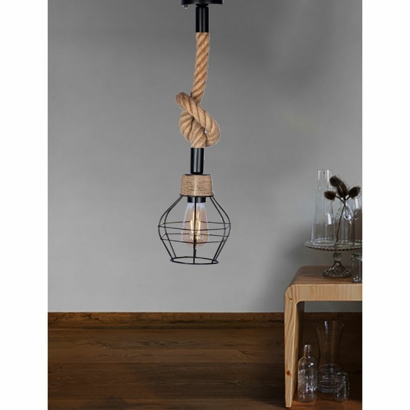Linen Modern Ceiling chandelier, 1 Bulb, 65×18 cm, P1071 - Black Beige