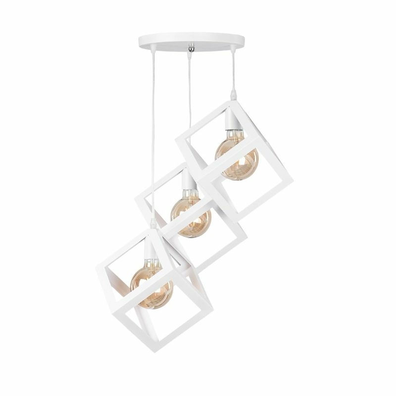 Metal Modern Ceiling chandelier, 3 Bulbs, 80×30 cm, CH20 - White