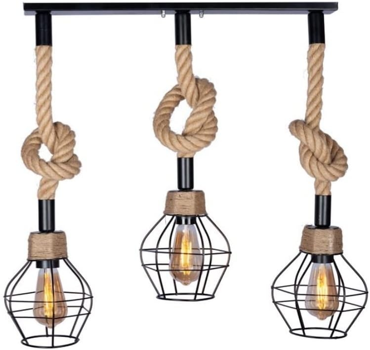 دلاية سقف مودرن كتان، 3 لمبات، 80×50 سم، C233 - اسود بيج