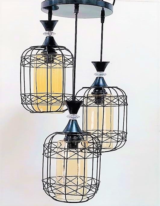 دلاية سقف مودرن معدن، 3 لمبات، 75×30 سم، KM-EG6-19 - اسود