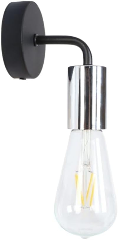 ابليك حائط مودرن معدن، 1 لمبة، 14×10 سم، KM-EG6-52 - اسود فضي